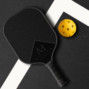 Schwarz und Grau Moderne geometrische, gewellte Li Pickleball Schläger