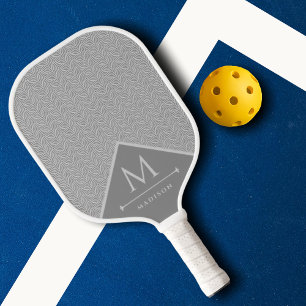 Schwarz und Grau Moderne geometrische, gewellte Li Pickleball Schläger