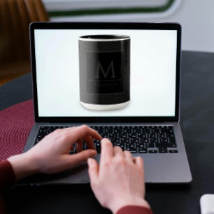 Schwarz und Grau Moderne geometrische, gewellte Li Tasse