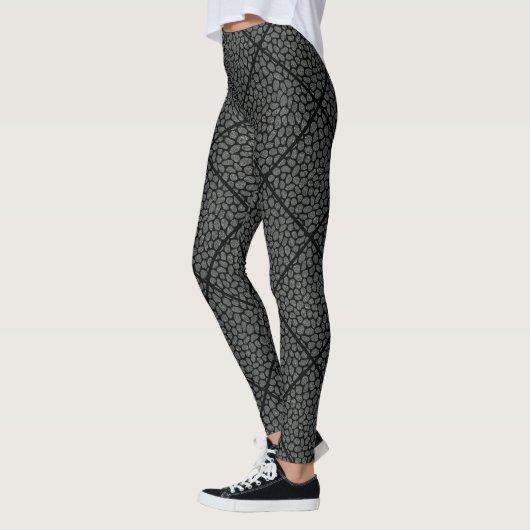 Schwarz und Grau Moderne Mosaik Diamonds Animal Pr Leggings (Links)