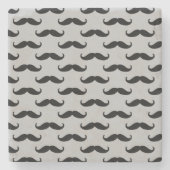 Schwarz und Grau Mustaches Steinuntersetzer (Vorderseite)