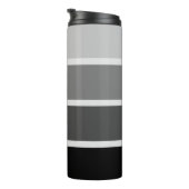 Schwarz und Grau | Ombre Stripes mit Script-Fleece Thermosbecher (Nach rechts gedreht)