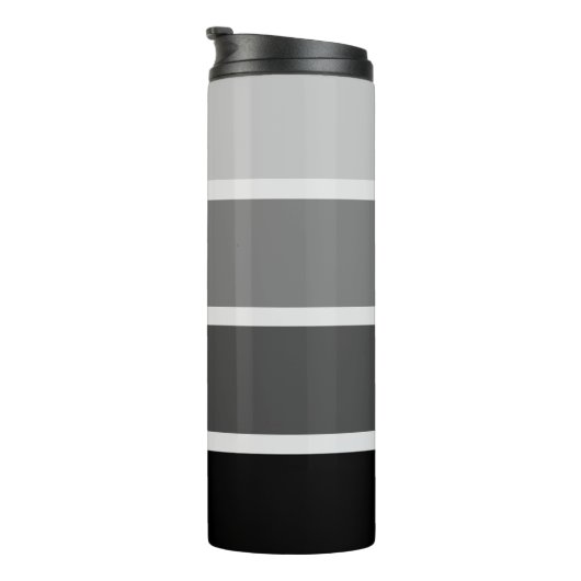 Schwarz und Grau | Ombre Stripes mit Script-Fleece Thermosbecher (Nach rechts gedreht)