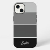 Schwarz und Grau | Ombre Stripes with Script iPhone Hülle (Rückseite)