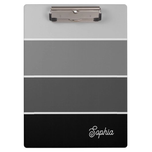 Schwarz und Grau | Ombre Stripes with Script Klemmbrett (Vorderseite)
