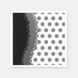 Schwarz und Grau Polka Dot Paper Napkins Serviette