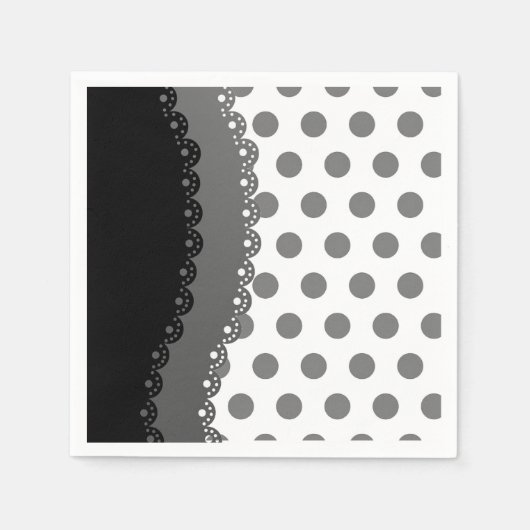 Schwarz und Grau Polka Dot Paper Napkins Serviette (Vorderseite)