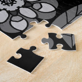 Schwarz und Grau Retro florale Kunst Nahtloses Mus Puzzle (Seite)