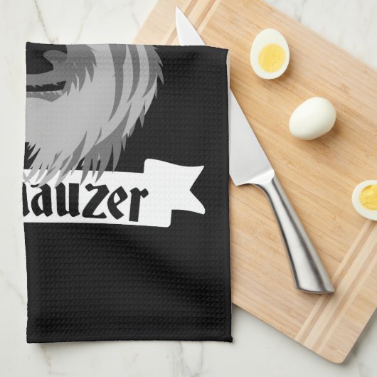 Schwarz und Grau Schnauzer Handtuch (Viertel Falte)