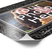 Schwarz und Grau Swirl Elegantes Foto mit Text (Ecke)