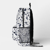 Schwarz und Grau Terrazzo Abstrakt Bedruckter Rucksack (Rechts)