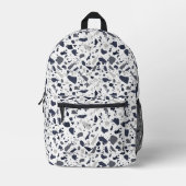 Schwarz und Grau Terrazzo Abstrakt Bedruckter Rucksack (Vorderseite)