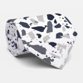 Schwarz und Grau Terrazzo Abstrakt Krawatte (Gerollt)