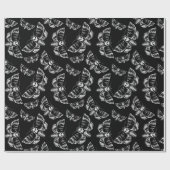 Schwarz und Grau Tote Kopf Hawk Moth Skull Gothic Geschenkpapier (Flach)