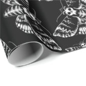 Schwarz und Grau Tote Kopf Hawk Moth Skull Gothic Geschenkpapier (Rolleneckpunkt)