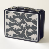 Schwarz und Grau und Dinosaurier Metall Brotdose (Rückseite)