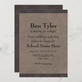 Schwarz und Grau Verlassend für Uni Party laden ei Einladung (Vorne/Hinten)