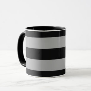 Schwarz und Grau Vintage Große Streifen Tasse