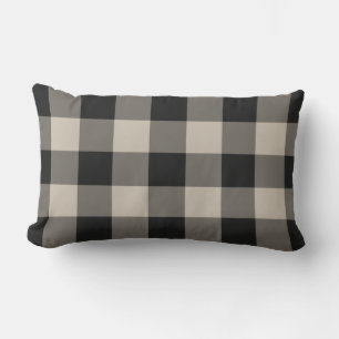 Schwarz und Gray Gingham Buffalo Karo Pattern Kissen Für Draußen