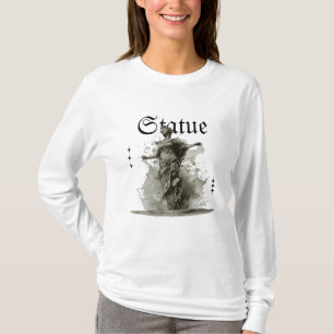 Schwarz und Gray Street tragen Statue T Shirt