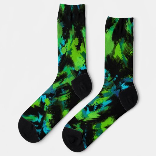 Schwarz und grün abstrakt socken (Linkes Detail)