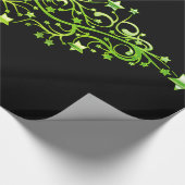 Schwarz und Grün Elegante Chic Weihnachtsbaumstars Geschenkpapier (Ecke)