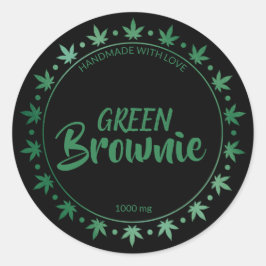 Schwarz und Grün | Homemade Edibles Label Runder Aufkleber