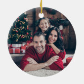 Schwarz und Grün Kariert mit Monogram Name Foto Ce Keramik Ornament (Hinten)