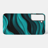 Schwarz und Grün Muster Moderne Abstrakte Kunst Samsung Galaxy Hülle (Rückseite (Horizontal))