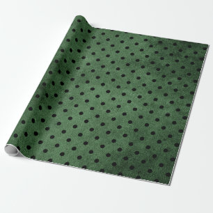 Schwarz und Grün Rustikaler Polka-Punkt-Druck Geschenkpapier