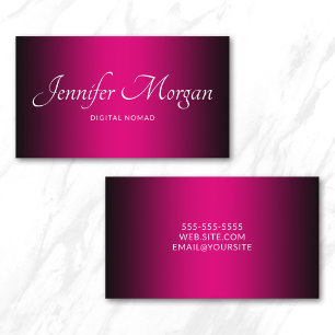 Schwarz und Heiß rosa Elegant Ombre Visitenkarte