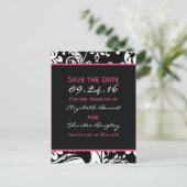 Schwarz und Heiß rosa Zeitgenössisch Save the Date Ankündigungspostkarte (Stehend Vorderseite)