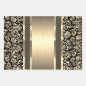 Schwarz und hellgrün, Gold und blaue Farbklemme Geschenkpapier Set (Vorderseite 3)