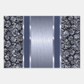 Schwarz und hellgrün, Gold und blaue Farbklemme Geschenkpapier Set (Vorderseite 2)