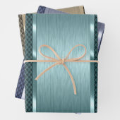 Schwarz und hellgrün, Gold und blaue Farbklemme Geschenkpapier Set (Beispiel)