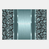 Schwarz und hellgrün, Gold und blaue Farbklemme Geschenkpapier Set (Vorderseite)