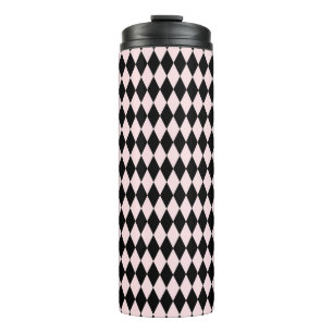 Schwarz- und hellrosa Streifenmuster Minimal abstr Thermosbecher