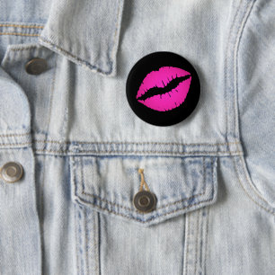 Schwarz und Hot Pink Ombre Lipstick Kiss Button