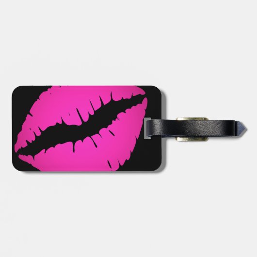 Schwarz und Hot Pink Ombre Lipstick Kiss Gepäckanhänger (Rückseite horizontal)