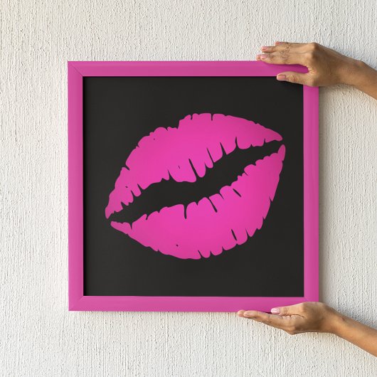 Schwarz und Hot Pink Ombre Lipstick Kiss Poster