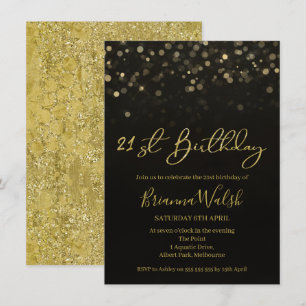 Schwarz und Imitate Gold Foil 21. Geburtstag Einla Einladung