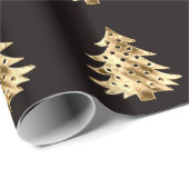 Schwarz und Imitate Gold Foil Weihnachtsbaummuster Geschenkpapier (Rolleneckpunkt)