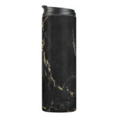 Schwarz und Imitate Gold Marmor Elegantes Monogram Thermosbecher (Nach rechts gedreht)