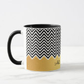 Schwarz und IMITATE GOLD Moderner Zickzack, benutz Tasse (Links)