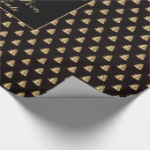 Schwarz und Imitate Gold Weihnachtsbaummuster Eleg Geschenkpapier (Ecke)