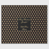 Schwarz und Imitate Gold Weihnachtsbaummuster Eleg Geschenkpapier (Flach)