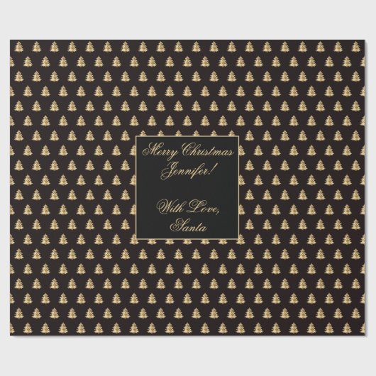 Schwarz und Imitate Gold Weihnachtsbaummuster Eleg Geschenkpapier (Flach)