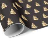 Schwarz und Imitate Gold Weihnachtsbaummuster Eleg Geschenkpapier (Rolleneckpunkt)