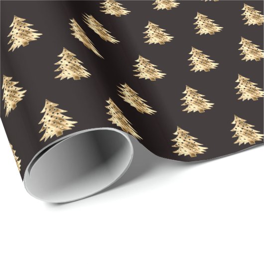 Schwarz und Imitate Gold Weihnachtsbaummuster Eleg Geschenkpapier (Rolleneckpunkt)
