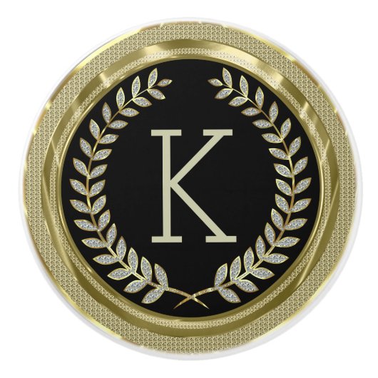 Schwarz und Imitate Goldener Glitzer Keramikknauf (Vorderseite)